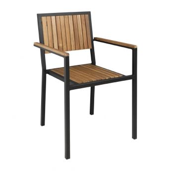 Bolero stalen en acaciahouten stoelen met armleuningen (4 stuks)