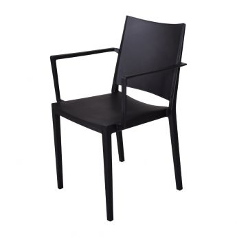 Attends | Florence stapelbare polypropyleen stoelen met armleuning zwart (4 stuks)