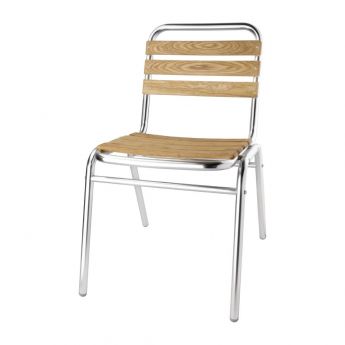 Bolero aluminium en essenhouten stoelen (4 stuks)