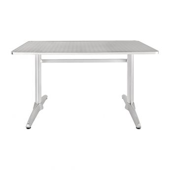 Bolero rechthoekige RVS tafel met dubbele tafelpoot 120cm