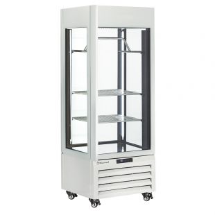 Diamond | FULL glazen vitrine" 440 liter, 2 planken & vleesstang, geventileerd - MEAT - WIT | MAX/507-MW