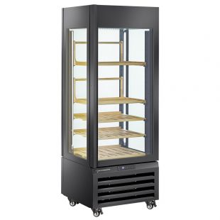 Diamond | FULL glazen vitrine" 440 liter, 1 niveau + 4 planken, geventileerd - WINE - ZWART | MAX/507-VB2