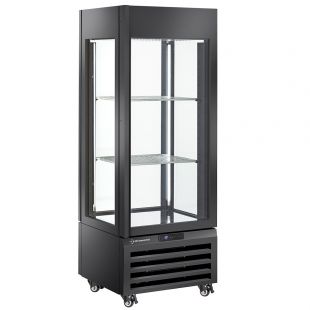 Diamond | FULL glazen vitrine" 440 liter, 1 niveau + 2 planken, geventileerd - WINE - ZWART | MAX/507-VB