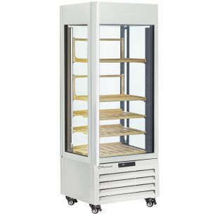 Diamond | FULL glazen vitrine" 440 liter, 1 niveau + 4 planken, geventileerd - WINE - WIT | MAX/507-VW2