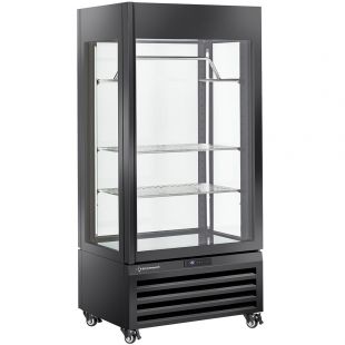 Diamond | FULL glazen vitrine" 600 liter, 2 planken & vleesstang, geventileerd - MEAT - ZWART | MAX/607-MB