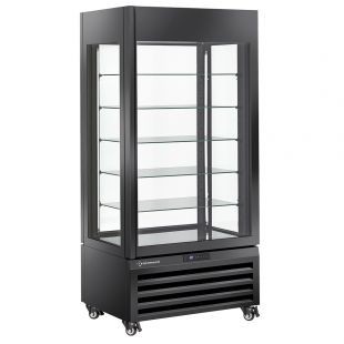 Diamond | FULL glazen vitrine" 600 Lt., 5 glazen niveaus, geventileerd - ICE CREAM & PASTRY - ZWART | MAX/609-BB