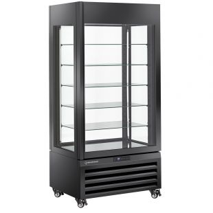 Diamond | FULL glazen vitrine" 600 liter, 5 glazen niveaus, geventileerd - CHOCOLATE - ZWART | MAX/609-CB