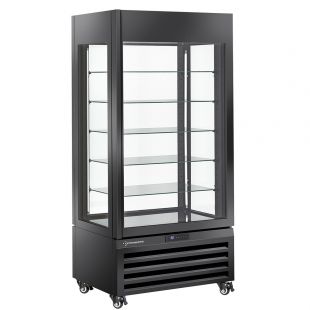 Diamond | FULL Vitrine 600 Lt., 5 glazen niveaus, geventileerd -  PASTRY - ZWART | MAX/609-PB