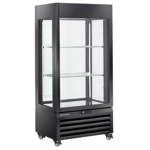 Diamond | FULL glazen vitrine" 600 liter, 1 niveau + 2 planken, geventileerd - WINE - ZWART | MAX/609-VB