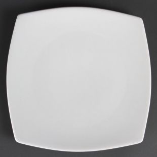 Olympia Whiteware vierkante borden met afgeronde hoeken 27cm (6 stuks)