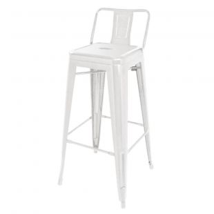 Bolero bistro stalen hoge kruk met rugleuning wit (4 stuks)