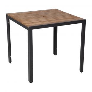 Bolero vierkante stalen en acaciahouten tafel 80cm