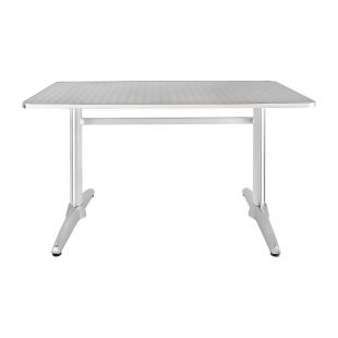 Bolero rechthoekige RVS tafel met dubbele tafelpoot 120cm