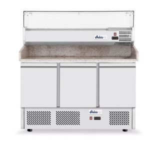 Arktic | Pizzawerkbank met 3 deuren en koelvitrine 380+40L